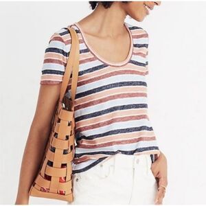 MADEWELL Alto Scoop Tee in Colborne Stripe, Sz L